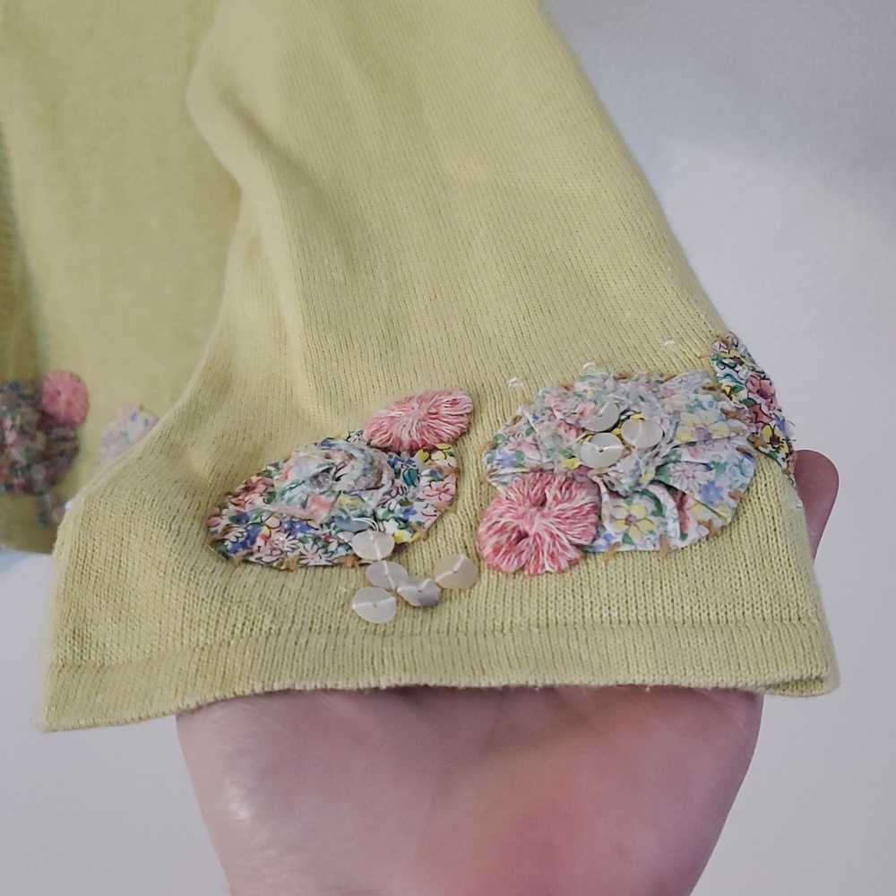 J.Jill Lightweight Throw On Sweater Cotton Linen Quilted Embroidery Size MP BoHo - Picture 2 of 14